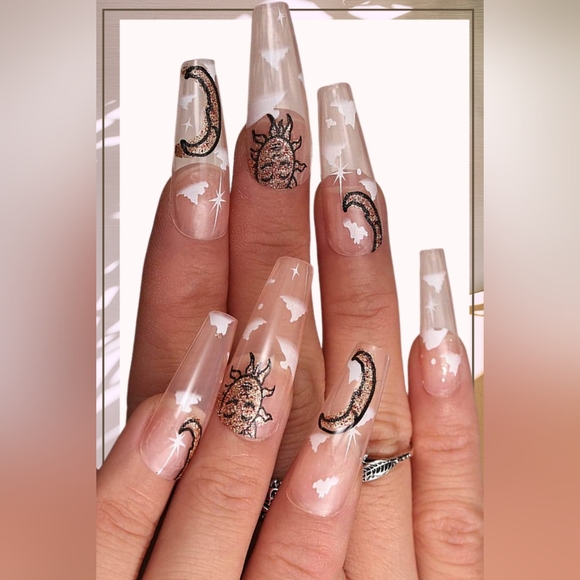 NWT 》2×《 100-pc ARTIFICIAL NAILS: TRANSLUCENT COFFIN SHAPED! - Picture 8 of 13